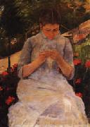 Mary Cassatt Sewing Woman Norge oil painting reproduction